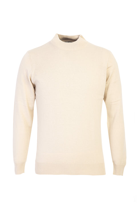 Dark Beige Semi-Turtleneck Regular Fit Knitted Sweater