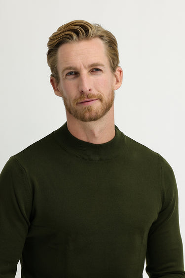 Orta Haki Yarım Balıkçı Yaka Regular Fit Triko Kazak