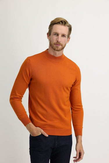 Kiremit Yarım Balıkçı Yaka Regular Fit Triko Kazak