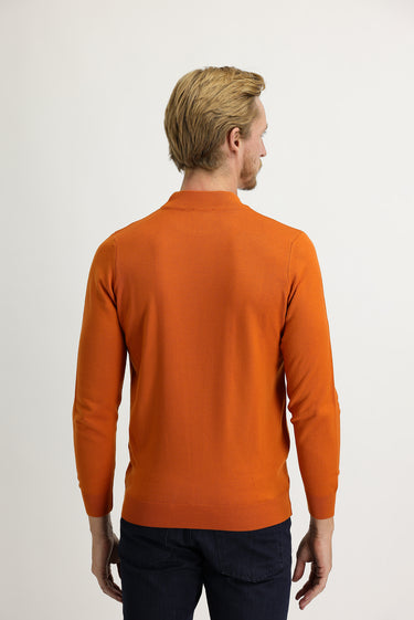 Kiremit Yarım Balıkçı Yaka Regular Fit Triko Kazak