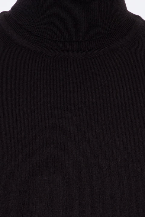 Black Turtleneck Regular Fit Knitted Sweater