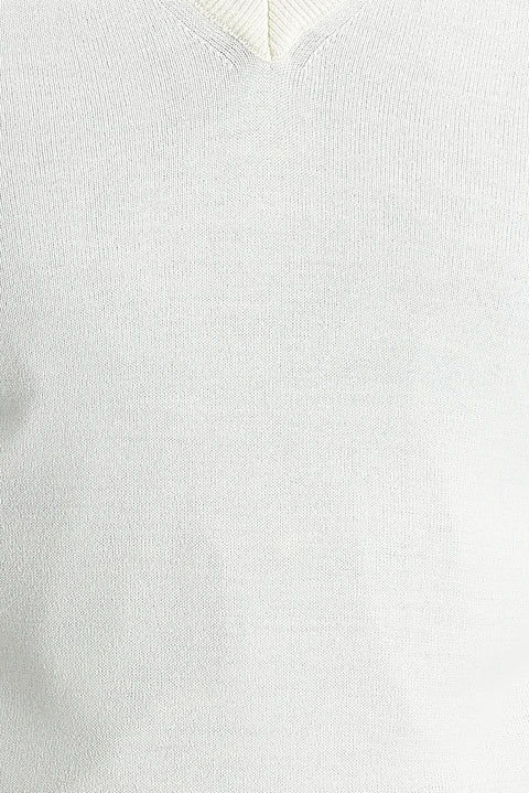 Ecru V-Neck Regular Fit Knitwear Sweater