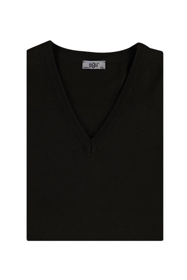 Siyah Büyük Beden V Yaka Triko Kazak