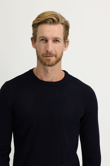 Orta Lacivert Bisiklet Yaka Regular Fit Triko Kazak