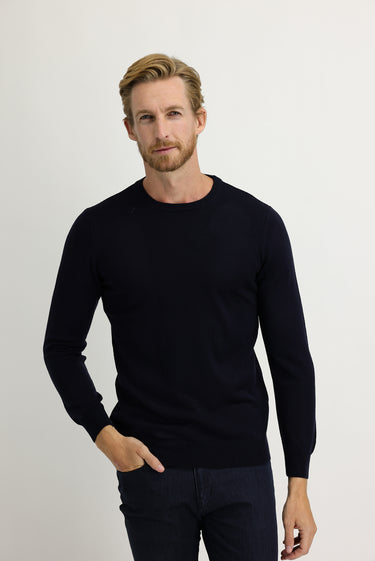 Orta Lacivert Bisiklet Yaka Regular Fit Triko Kazak