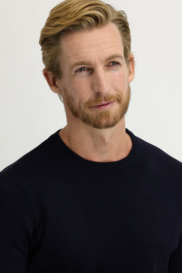 Orta Lacivert Bisiklet Yaka Regular Fit Triko Kazak