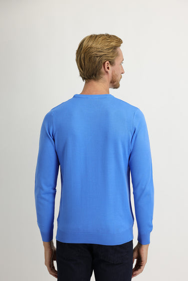 Açık Mavi Bisiklet Yaka Regular Fit Triko Kazak