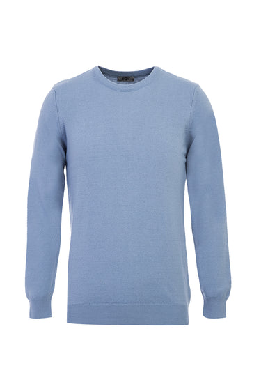 Gök Mavisi Bisiklet Yaka Regular Fit Triko Kazak