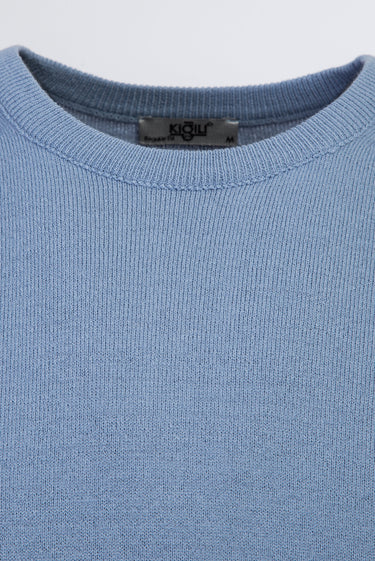 Gök Mavisi Bisiklet Yaka Regular Fit Triko Kazak