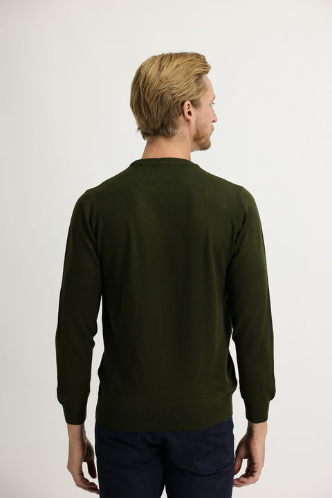 Orta Haki Bisiklet Yaka Regular Fit Triko Kazak