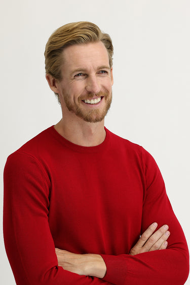 Kırmızı Bisiklet Yaka Regular Fit Triko Kazak