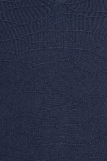 Orta Petrol Polo Yaka Regular Fit Desenli Triko Kazak