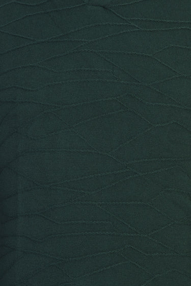 Koyu Yeşil Polo Yaka Regular Fit Desenli Triko Kazak