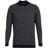 Açık Siyah Yarım Balıkçı Yaka Regular Fit Desenli Triko Kazak
