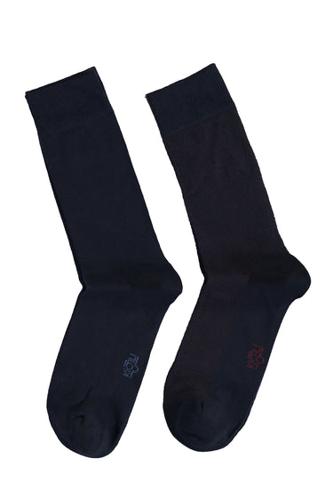 Orta Lacivert 2'li Desenli Çorap Seti