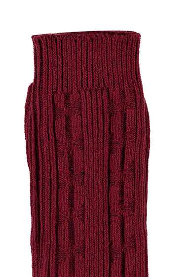 Koyu Bordo Desenli Triko Çorap