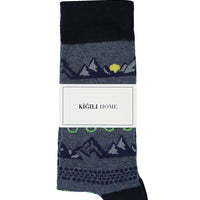 Orta Lacivert Pamuklu Desenli Çorap