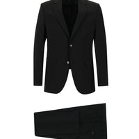 Siyah Slim Fit Dar Kesim Yünlü Klasik Takım Elbise