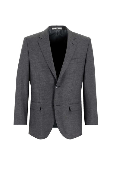 Koyu Füme Slim Fit Dar Kesim Yünlü Klasik Takım Elbise