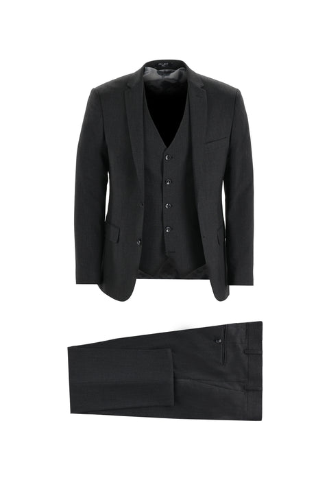 Black 7 Drop Super Slim Fit Extra Narrow Cut Suit with Vest