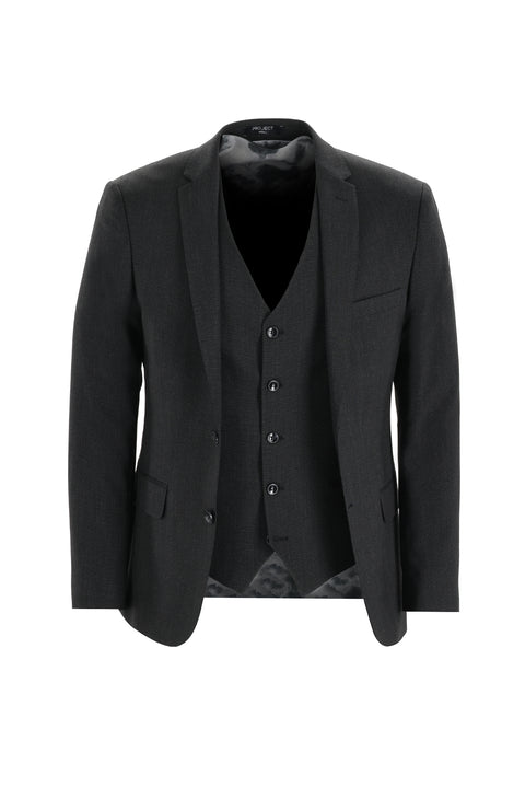 Black 7 Drop Super Slim Fit Extra Narrow Cut Suit with Vest