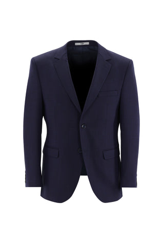 Orta Lacivert 7 Drop Slim Fit Dar Kesim Yünlü Kuşgözü Takım Elbise