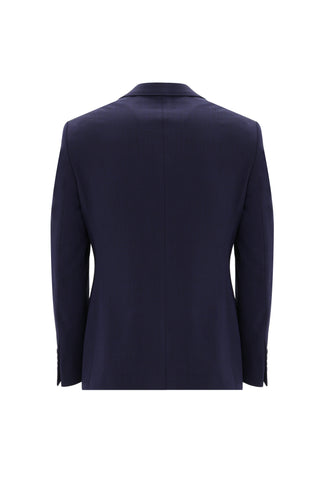 Orta Lacivert 7 Drop Slim Fit Dar Kesim Yünlü Kuşgözü Takım Elbise