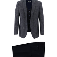 Dark Navy 7 Drop Slim Fit Linen Blend 3-Piece Suit