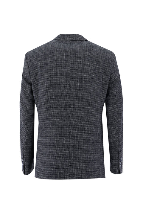Dark Navy 7 Drop Slim Fit Linen Blend 3-Piece Suit