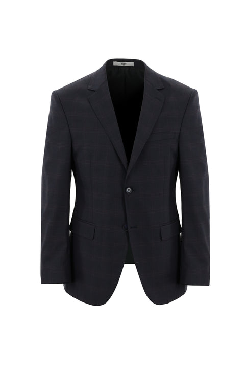 Koyu Lacivert 7 Drop Slim Fit Dar Kesim Ekose Takım Elbise