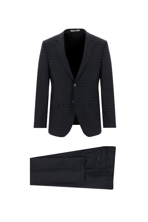 Medium Gray 7 Drop Slim Fit Plaid Suit