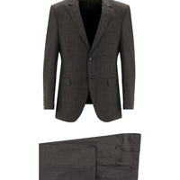 Orta Kahve 7 Drop Slim Fit Dar Kesim Yünlü Ekose Takım Elbise