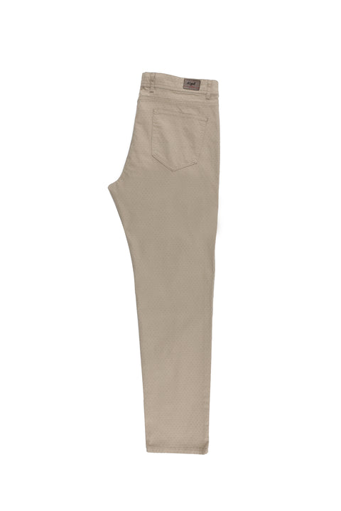Açık Vizon Relaxed Fit Rahat Kesim Desenli Likralı Kanvas / Chino Pantolon