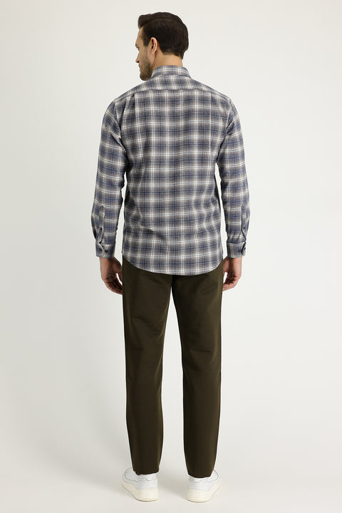 Medium Khaki Regular Fit Standard Cut Stretch Canvas / Chino Trousers