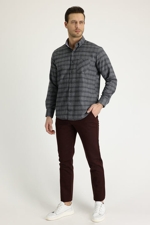 Mürdüm Slim Fit Dar Kesim Likralı Kanvas / Chino Pantolon