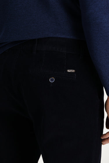 Koyu Lacivert Relaxed Fit Rahat Kesim Likralı Kadife Pantolon