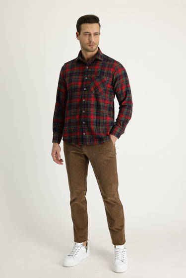 Açık Kahve  Regular Fit Likralı Kadife Pantolon