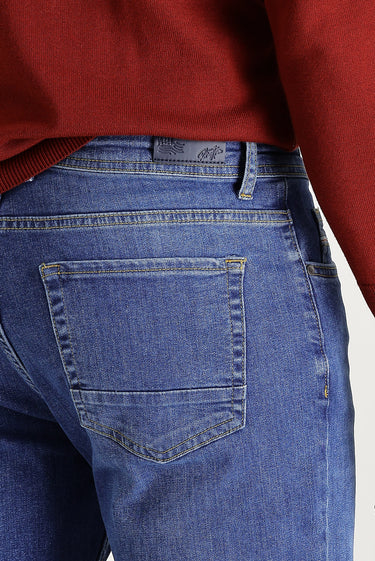 Koyu Mavi  Regular Fit Likralı Denim Pantolon