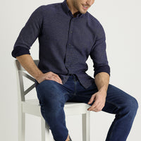 Orta Lacivert Slim Fit Dar Kesim Likralı Denim Pantolon