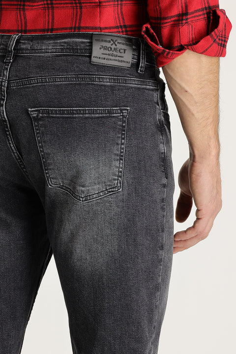 Koyu Antrasit Slim Fit Dar Kesim Likralı Denim Pantolon