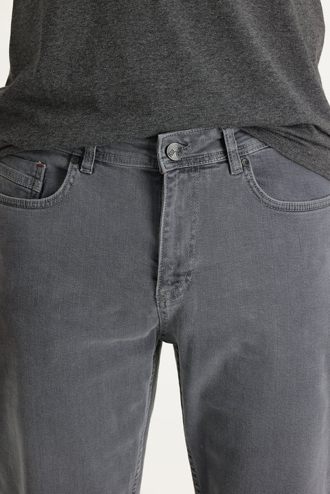 Orta Gri Slim Fit Dar Kesim Likralı Denim Pantolon