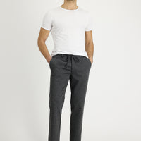 Orta Gri 7 Drop Slim Fit Dar Kesim Beli Lastikli İpli Desenli Likralı Kumaş Pantolon