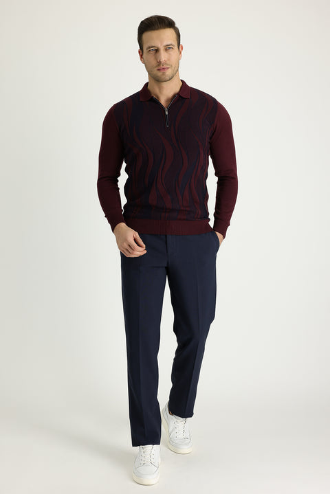 Koyu Lacivert 7 Drop Slim Fit Dar Kesim Likralı Klasik Kumaş Pantolon