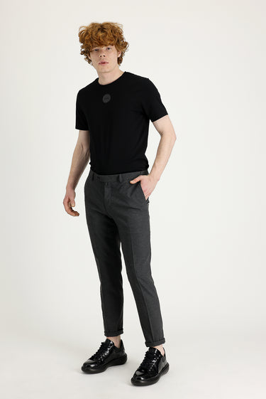 Koyu Füme Super Slim Fit Ekstra Dar Kesim Likralı Klasik Kumaş Pantolon