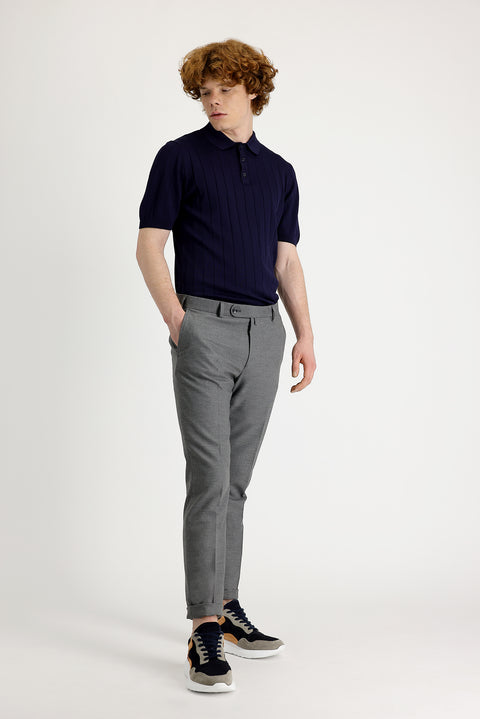 Orta Gri 7 Drop Super Slim Fit Eksra Dar Kesim Likralı Klasik Kumaş Pantolon