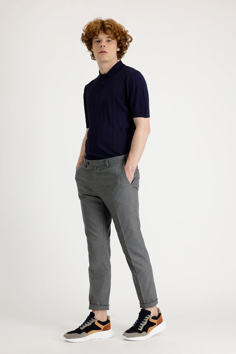 Orta Gri 7 Drop Super Slim Fit Eksra Dar Kesim Likralı Klasik Kumaş Pantolon