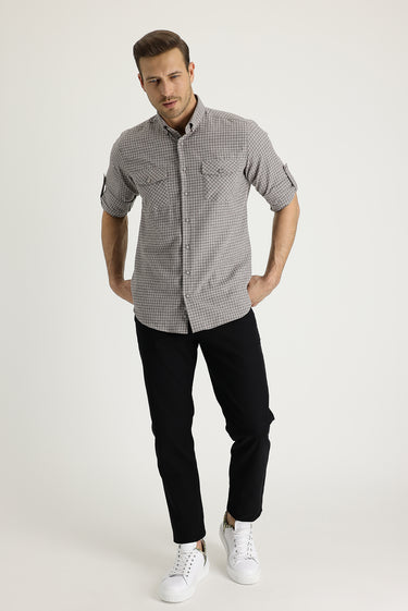 Siyah Slim Fit Dar Kesim Pamuk Kanvas / Chino Pantolon