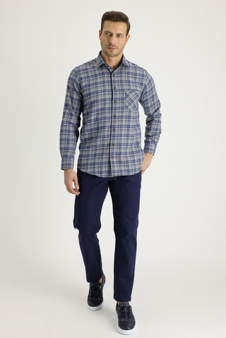 Koyu Lacivert 6 Drop Regular Fit Standart Kesim Pamuk Kanvas / Chino Pantolon