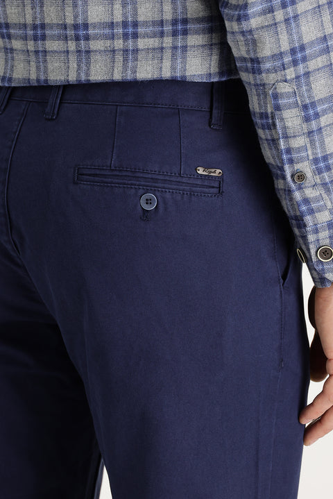 Koyu Lacivert Regular Fit Standart Kesim Pamuk Kanvas / Chino Pantolon
