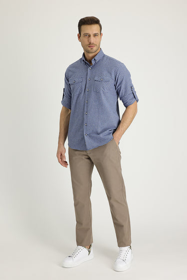 Orta Bej Slim Fit Dar Kesim Pamuk Kanvas / Chino Pantolon